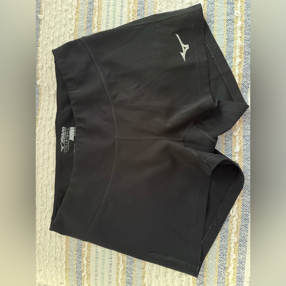 Mizuno Navy Blue Athletic Compression Shorts with Reflective Logo